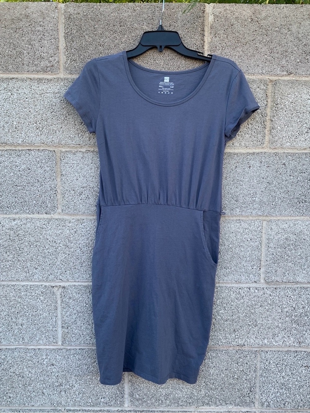 Pact Dress Small Blue Gray Organic Cotton Pockets Summer Beach *missing Belt